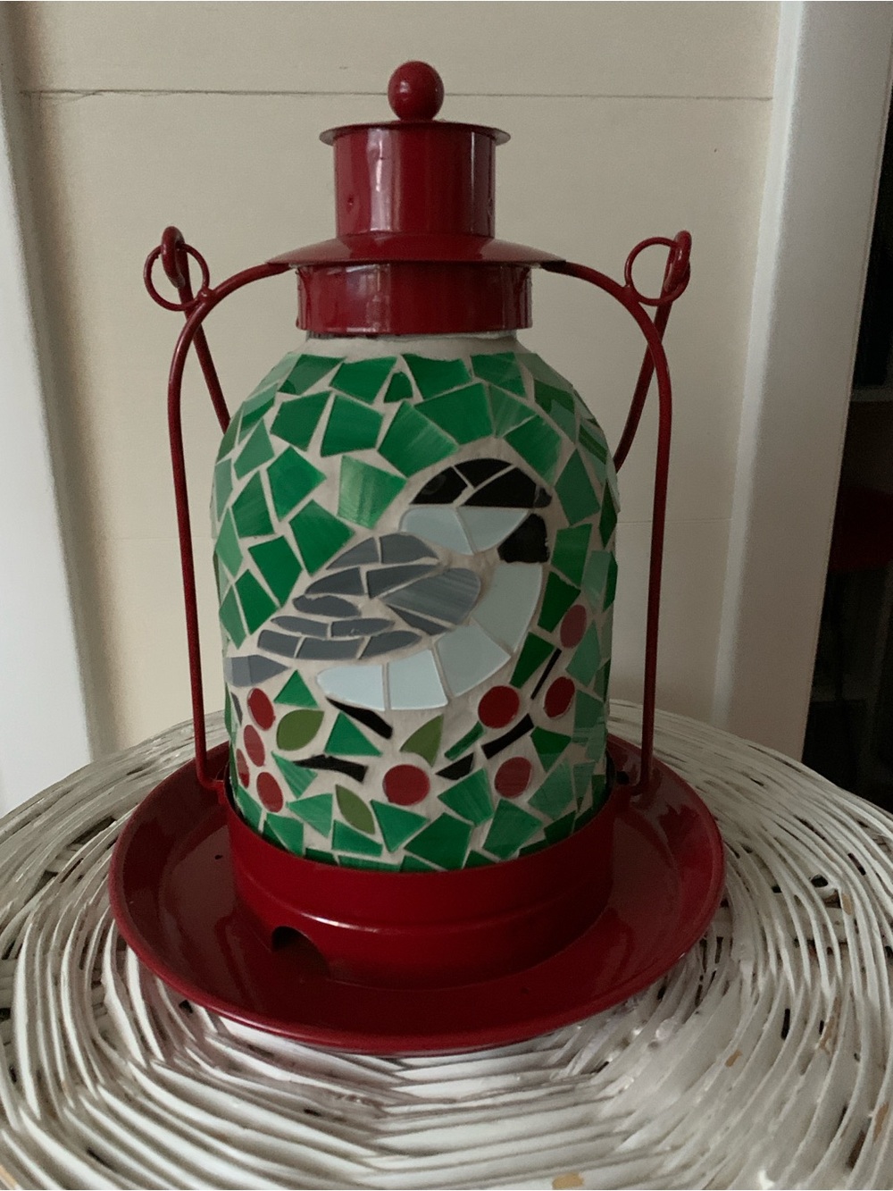 Mosaic Hanging  Bird Feeder Dome Sm To Med Birds: bird motif